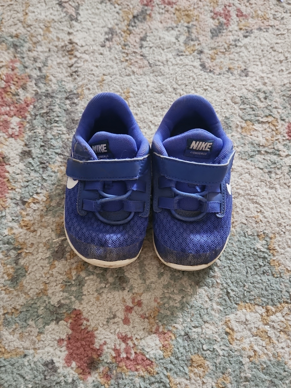 Nike Kids Royal Blue Mesh Sneakers with Hook-and-Loop Strap